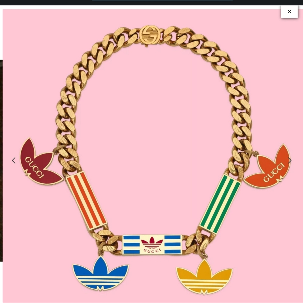 COPY - Authentic Addidas x Gucci Gourmette Necklace with Gucci Trefoil Enamel